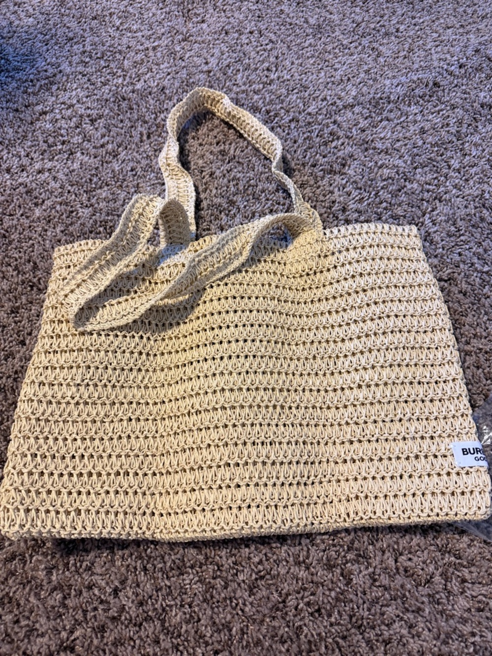 Woven Straw Tote Bag in Natural Beige